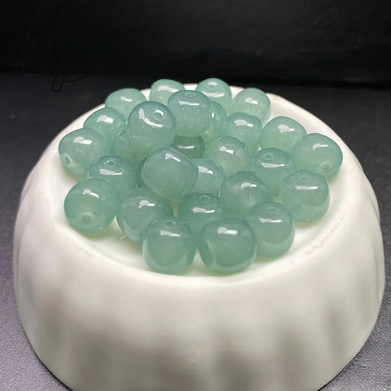 

10pcs DIY Natural Blue Water Jade 7*8mm Beads Accessories Fashion Real Jewelry Gemstone Stone Amulet Best Selling Charm Gifts