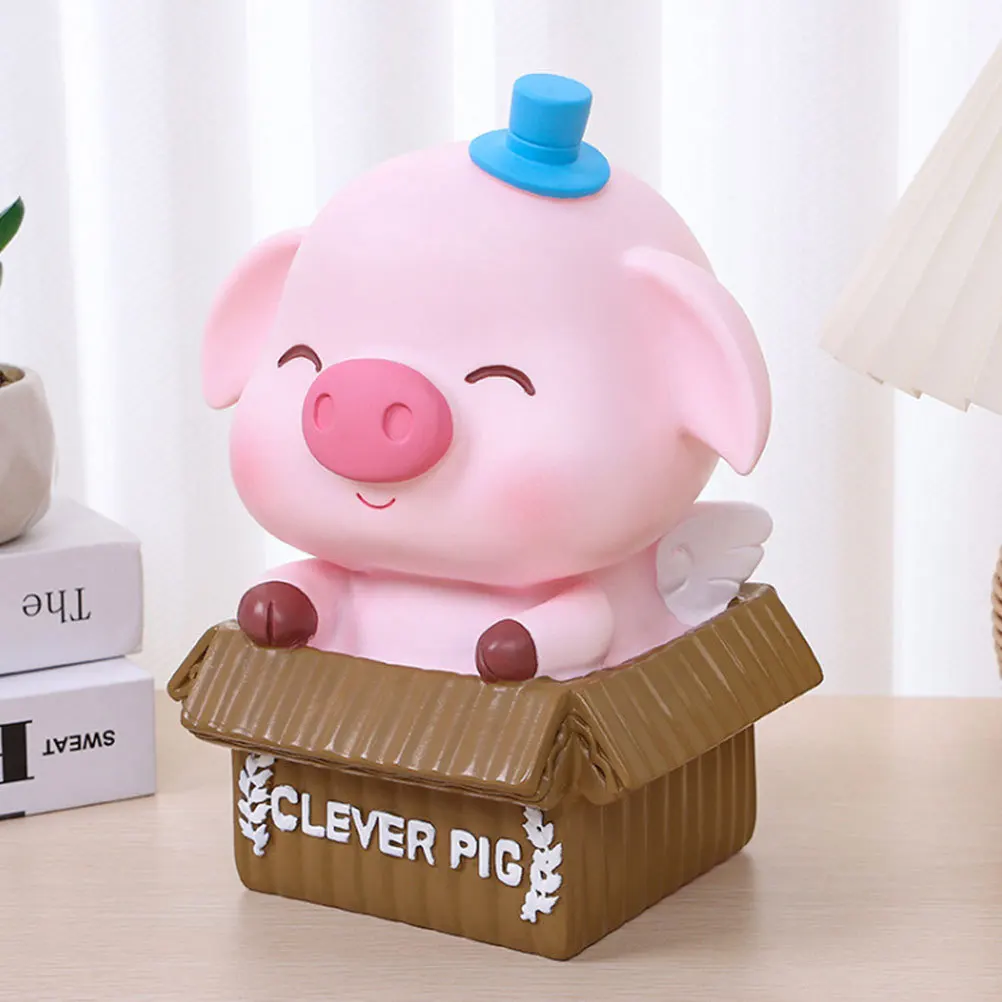 

Pig Shaped Piggy Bank Vinyl Coin Holder Adornment Decorative Money Box for Home Office Use Piggy Bank Coin Saving Pot