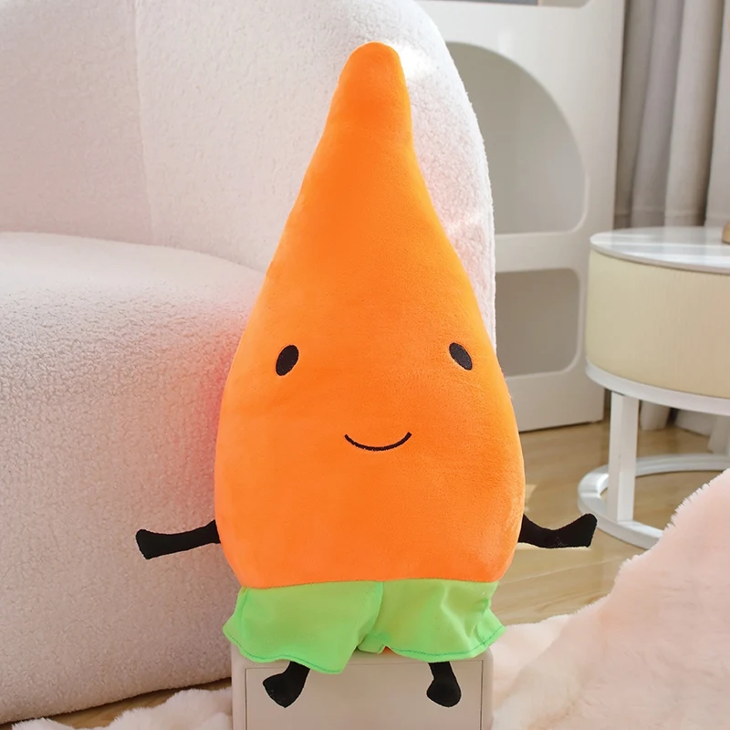 Vegetable Fruit Plush Pillow Stuffed Kawaii Wax Gourd Pumpkin Skirt Corn Carrot White Turnip Decor Plushie Friend Gift