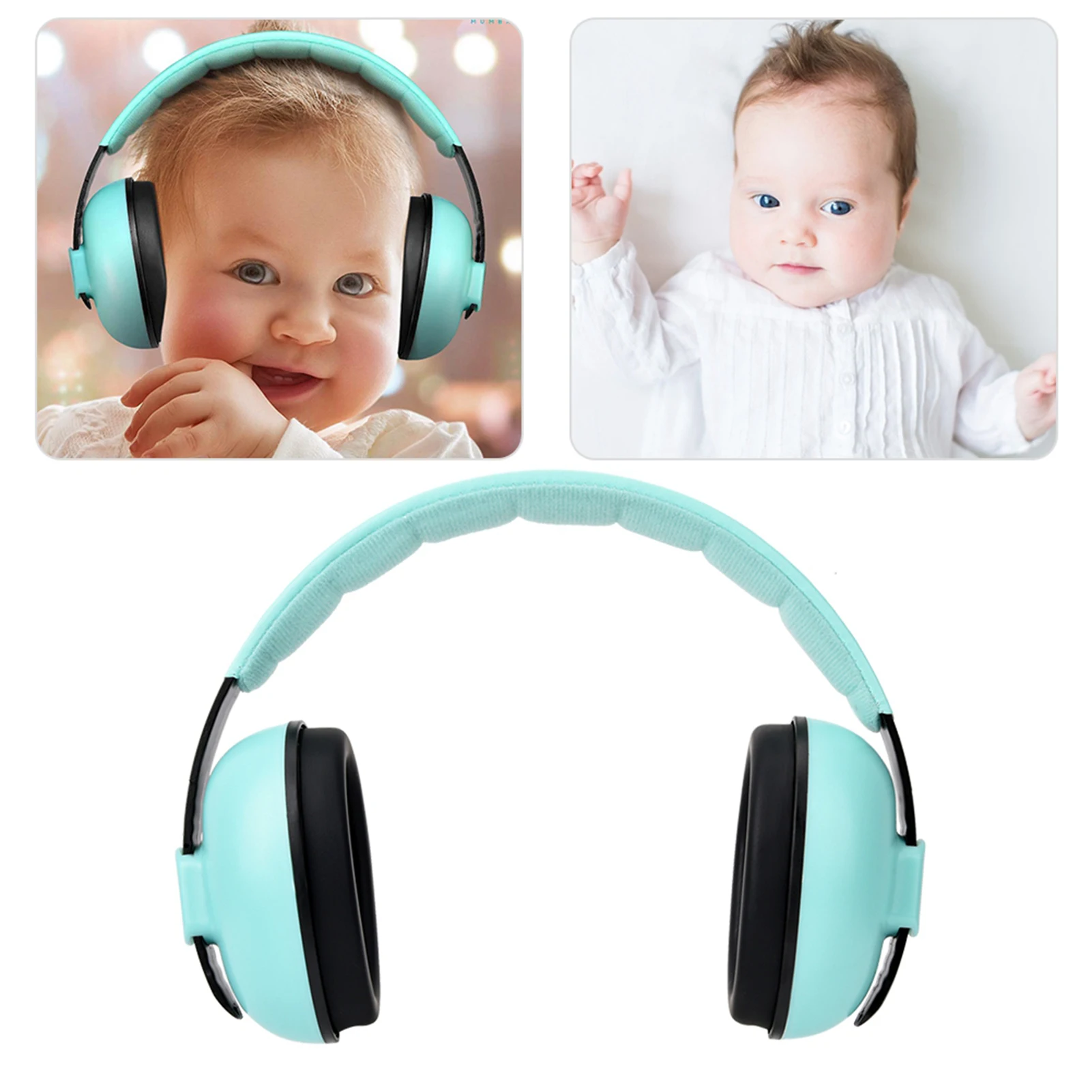 zk30 Earmuffs Noise Reduction Ear Shield Defenders Hearing Protection for Baby Children noise cancelling earplug (Green)