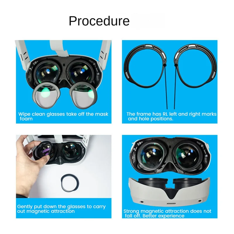 إطار عدسات قصر النظر Pico 4 مضاد لقصر النظر الأزرق إطار مغناطيسي سريع التفكيك لملحقات Pico4 VR