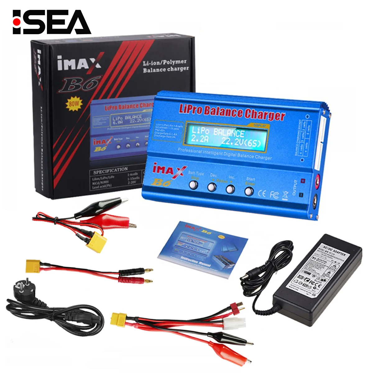 Caricabatterie HTRC iMAX B6 80W Lipo NiMh Li-ion ni-cd Digital RC IMAX B6 Lipro caricabatterie caricabatterie + adattatore 15V 6A