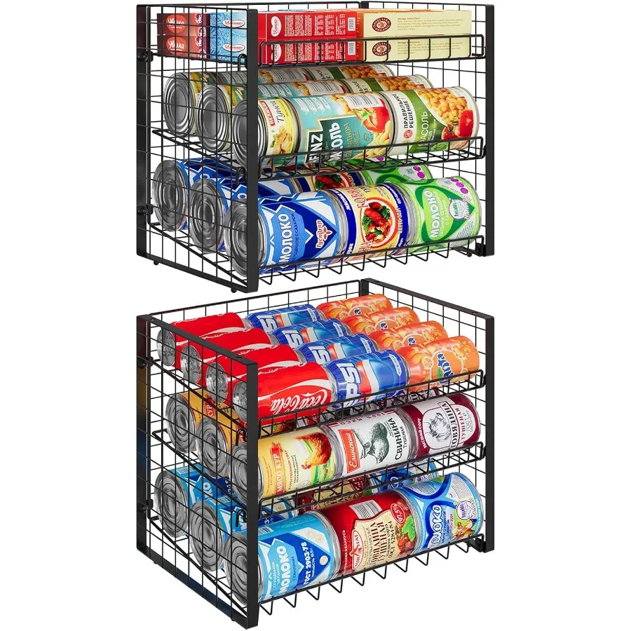 

3Tier Stackable Can Rack Organizer for Pantry Adjustable Can Storage Holder for Various Ounces of Canned food Soda Drinks Can D
