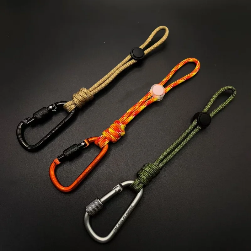 Umbrella Rope Woven Keychain Outdoor With Lock D Buckle Anti-Theft Rope Multi-Purpose Backpack EDC Quick Hanging Keychain