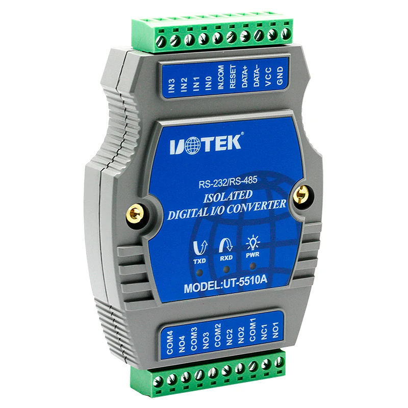 UOTEK UT-5510A Digital 4-Channel Opto-electronic Isolation Input, 4-Channel Relay Output I/O Controller