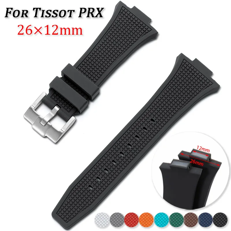 Rubber Watch Band for Tissot PRX Super Player T137.407/410 Silicone Strap 26*12mm Bracelet Soft Waterproof Wristband Accessories