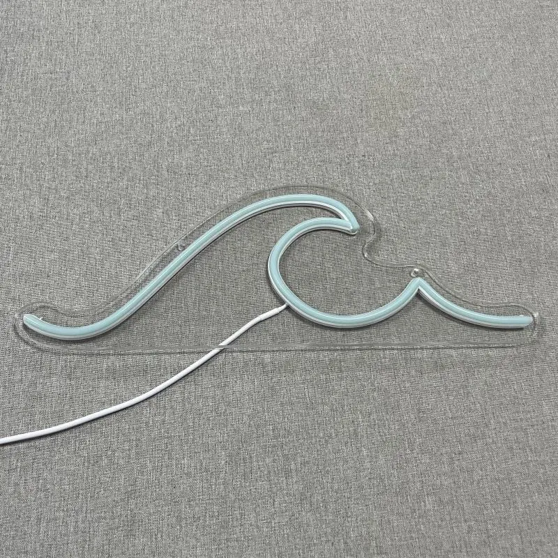 Wave Neon Lights for Bedroom, Wave Sign Ocean Neon Night Lights, USB Powered with Switch, Tropical Decoration for Living Room