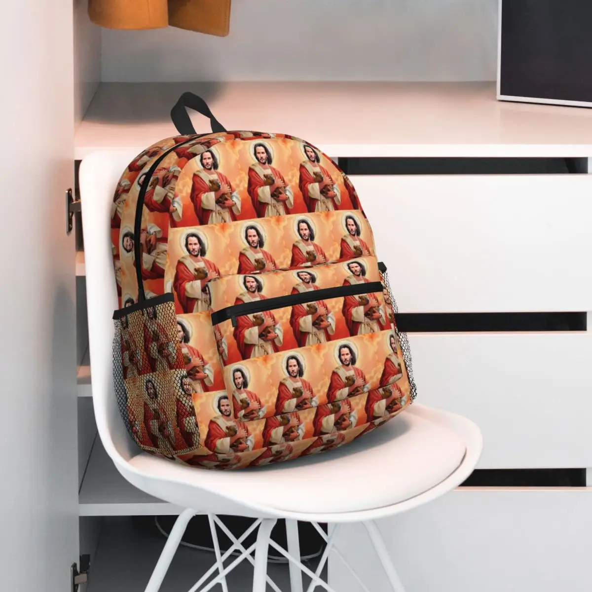 Saint Keanu Reeves Jesus Backpack Student BookBag Children School Bag Laptop Shoulder Bags for Boys Girls