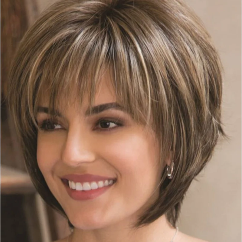 Short Wig High Temperature Silk European And American Women's Fashion Wigs Chemical Fiber Head Set Hair