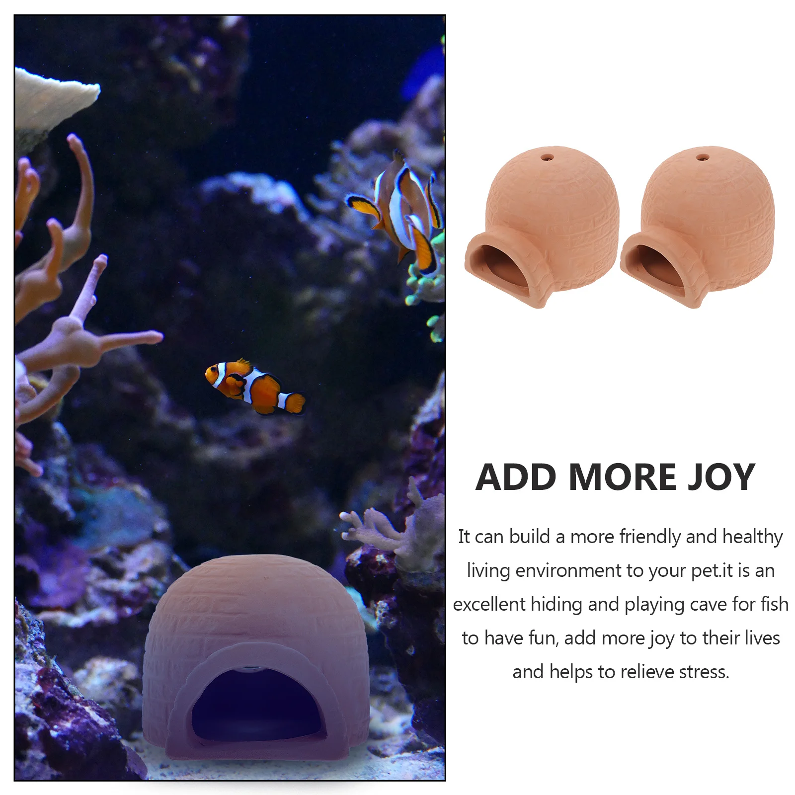 

2Pcs Aquarium Hiding Place Fish Breeding Pot for Small Tank Decor Creative Landscaping Ornament with Natural Colorful Design