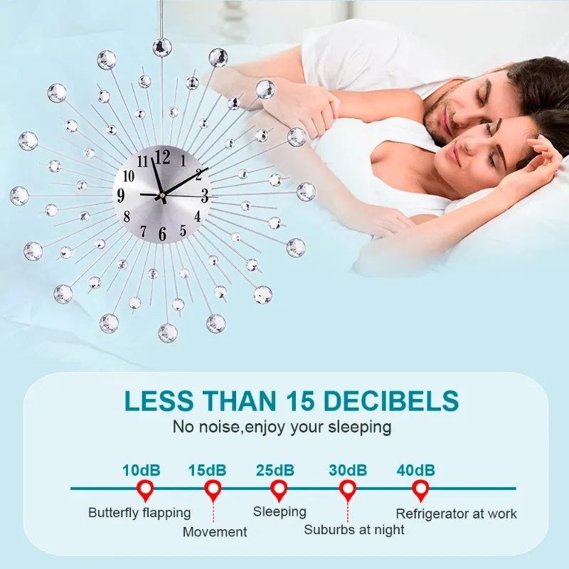 

38/50 см металлические хрустальные солнечные настенные часы Sunburst, большие внутренние настенные часы для дома, комнаты, офиса, художественный декор, фон, настенное украшение