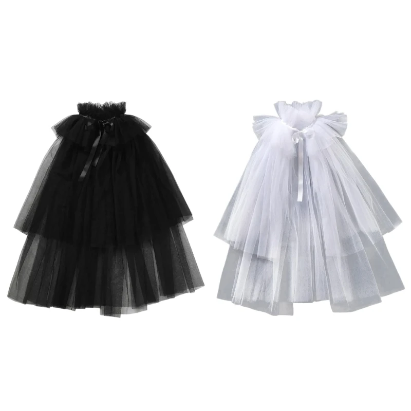 

Elegant Black Capes Bride Tulle Shawl Halloween Capes Shawl Shoulder Jewelry Drop shipping