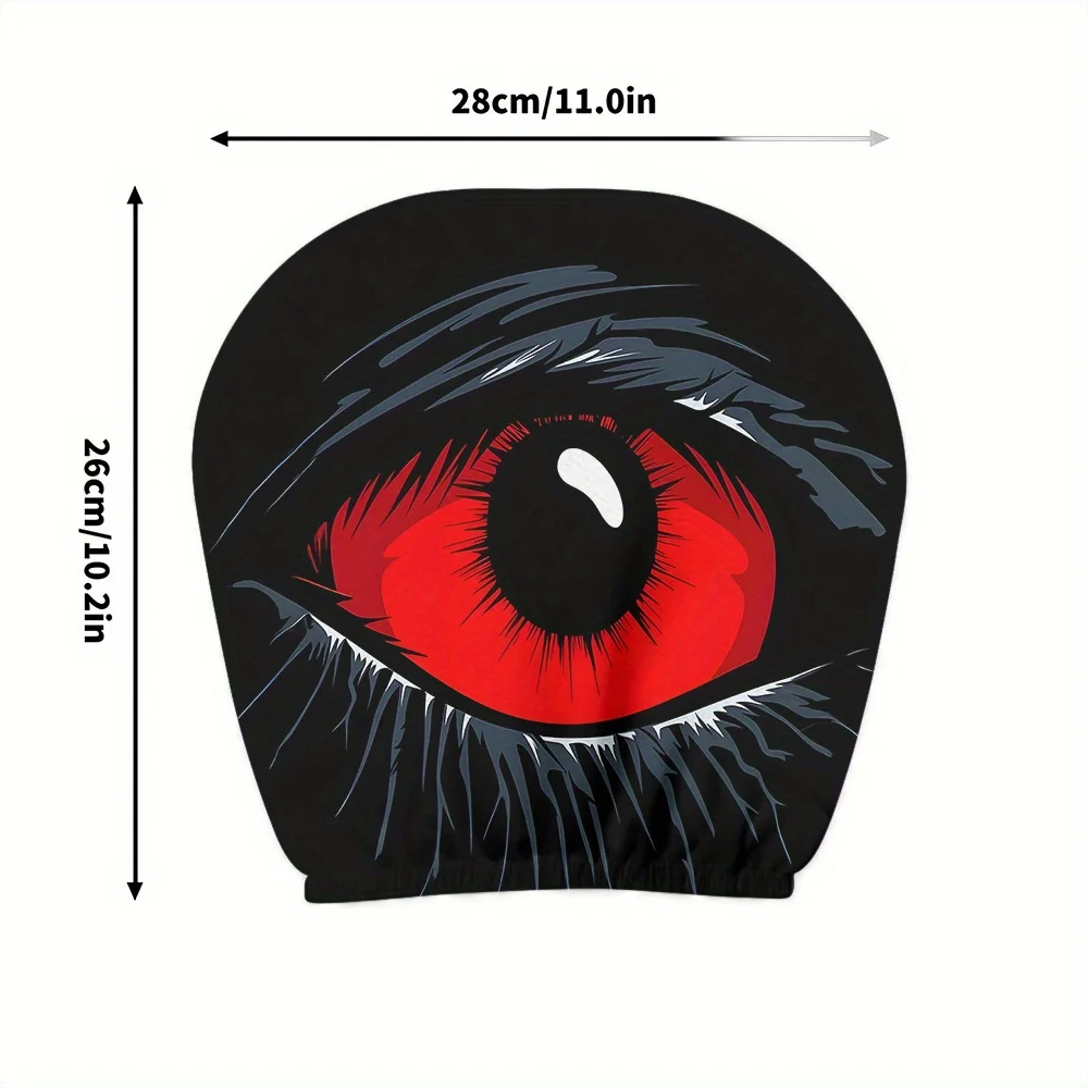 لـ General Motors 2 قطعة أغطية مسند رأس عين الشيطان الأحمر، ديكور سيارة قوطي أحمر أسود، نماذج GM مناسبة عالمية قابلة للغسل #5