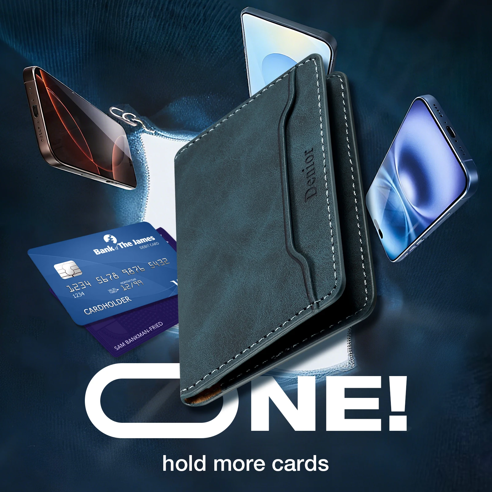 Denior Artificial Leather Credit Card Magnetic Elastic Wallet (3 Card Slot) with Strong Magnetic Accessories | ID Card Clip Wall