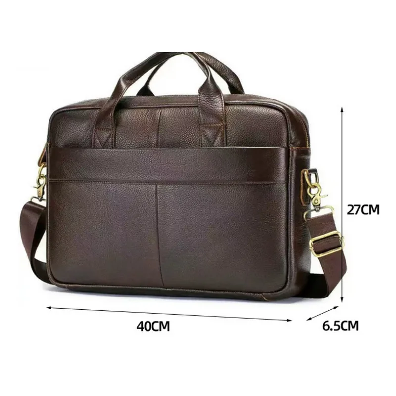Large Genuine Leather Protable Briefcase Bussiness Cow Leather Laptop Bag For Man Multfunctional Male Shoulder or Crossbody Bag