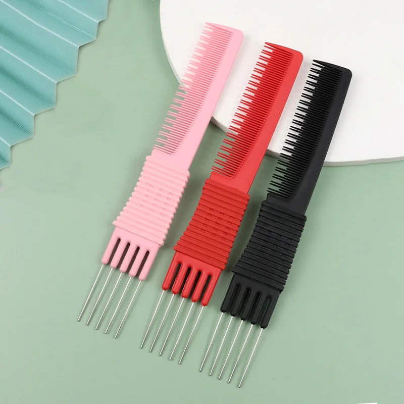 Professional Hair Tail Combs Stainless Steel Salon Cut Styling Comb Spiked Hair Care Styling Tools Barber Accessories Fine Teeth