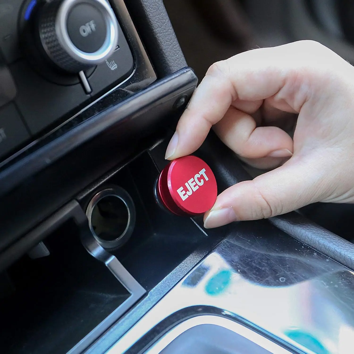 Billet Aluminum Car Cigarette Lighter Plug Replacement, EJECT Button Universal Push Button Fits Most Automotive Vehicles