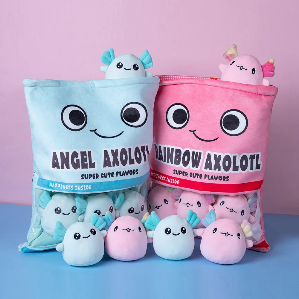 Available in pink and blue, axolotl pillows plush toys, creative design, soft and comfortable gifts