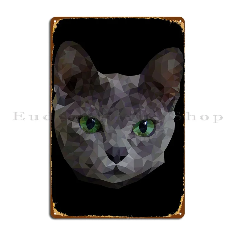 Low Poly Korat Cat Metal Plaque Poster Cinema Designer Cinema Pub Mural Club Tin Sign Poster