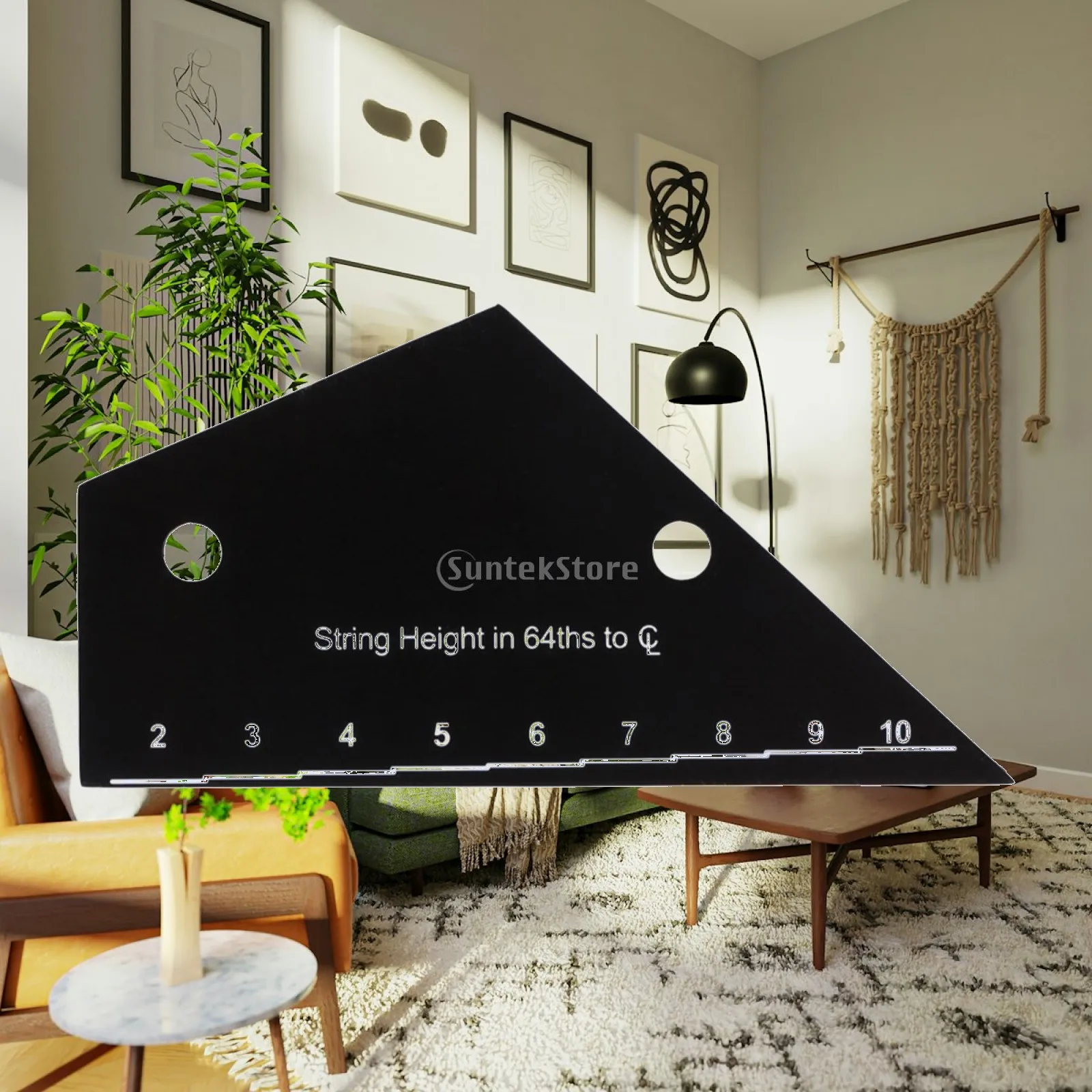 Guitar String Action Gauge Stainless Steel Fret Rocker with Measurement Markings String Action Gauge Triangular for Luthiers