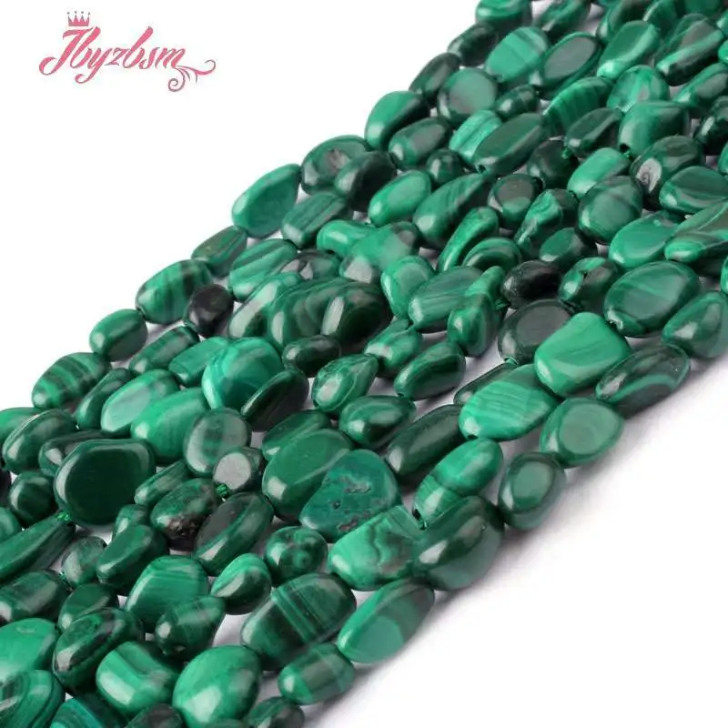 4-7mm Natural Freeform Gravel Green Malachite Spacer Beads 15\