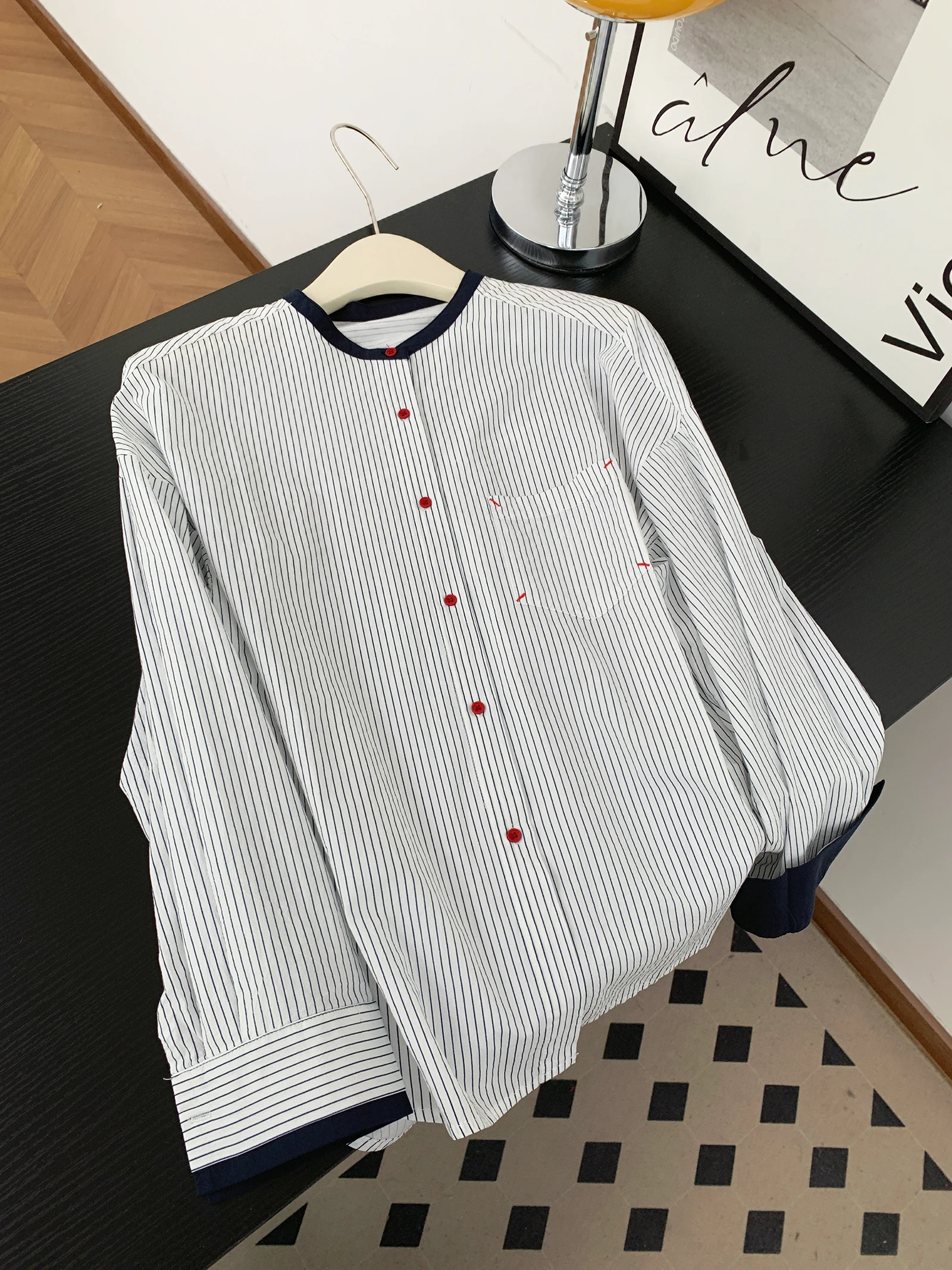 Loose Women's Long Sve irt Jaet Casual Stripe Color Blo Cotton Spring Autumn Top Comfortable Fit Versatile Leisure Wear