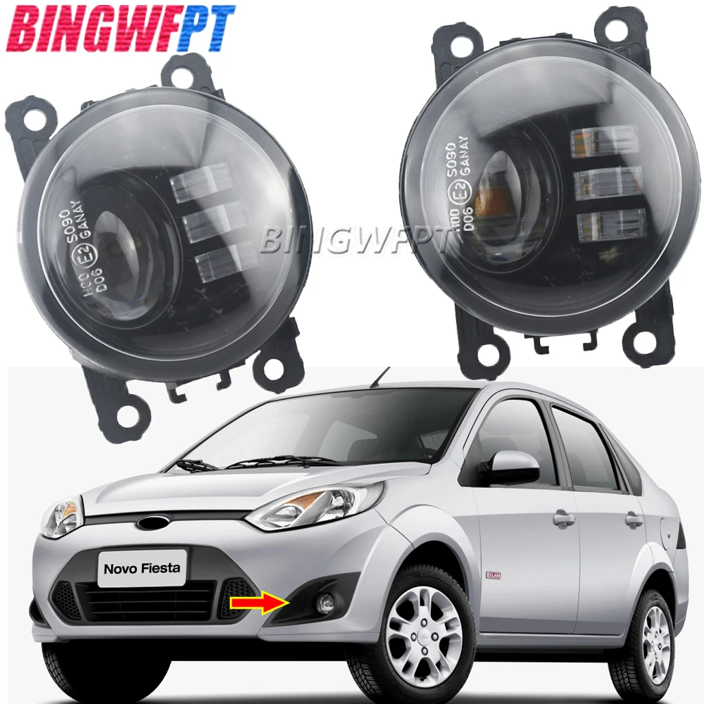 For Ford Fiesta Brazil 2007 2008 2009 2010 2011 2012 2013 2014 Car H11 Led Fog Lights Assembly Angel Eyes DRL 12V Signal Light