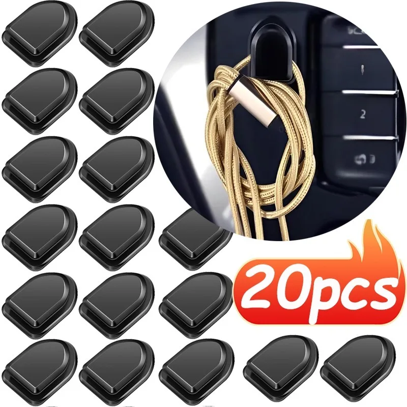 1-20pcs Car Multifunctional Hooks USB Cable Earphone Cable Key Shopping Bag Organiser Holder Self-Adhesive Wall Mounted Hooks