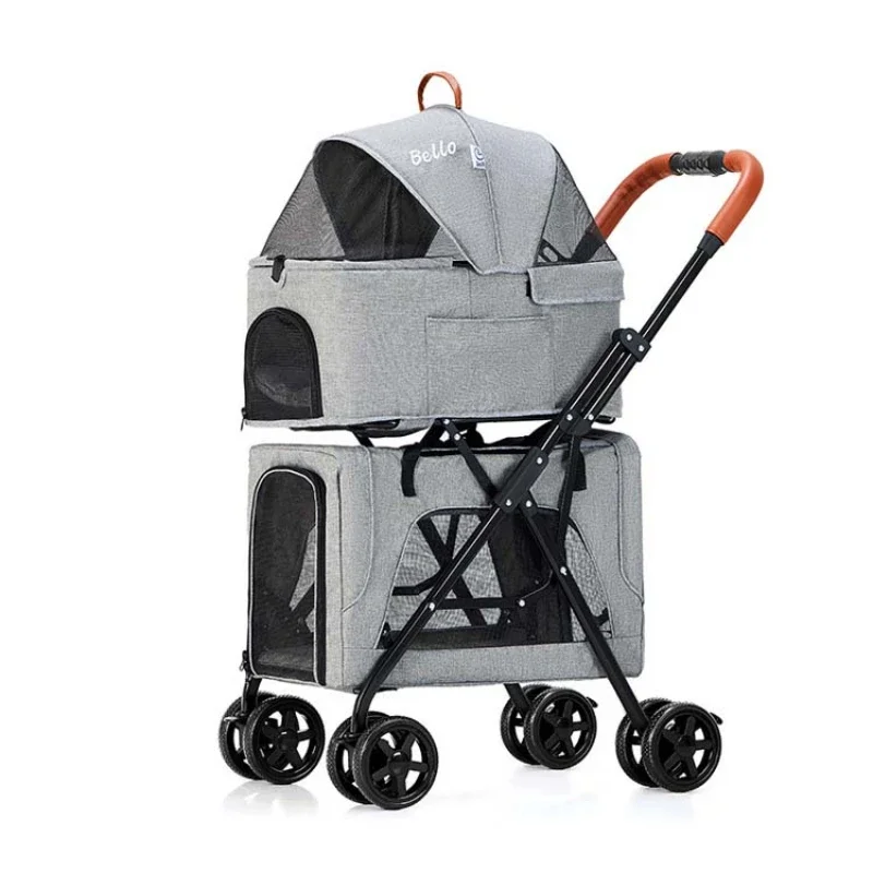 Wholesale China trade Comfortable and breathable Lightweight travel folding collapsible double-layer pet trolley cart