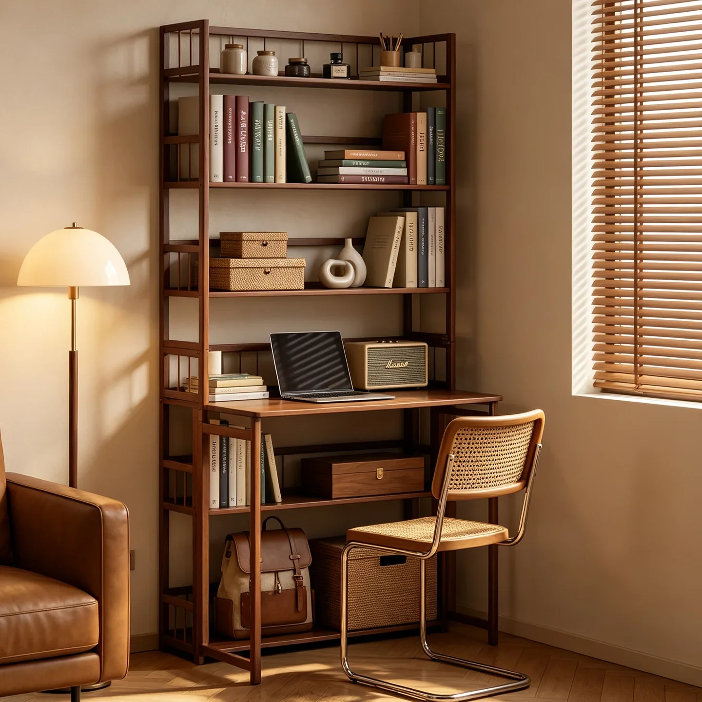 New folding table learning and writing bookshelf  integrated table small apartment household bedroom simple computer table