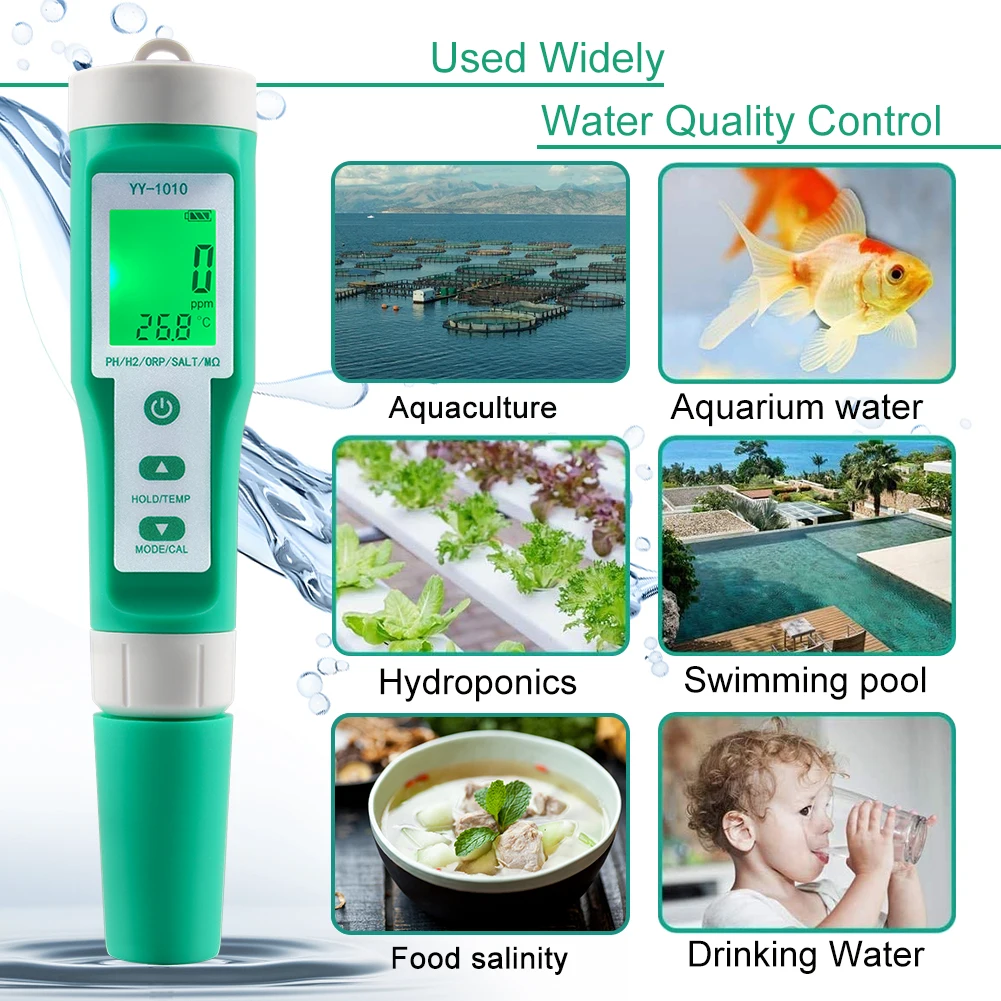 10 w 1 PH/EC/TDS/ORP/H2/żyzne/zasolenie/S.G./rezystywność/Temp miernik jakości wody cyfrowy wielofunkcyjny Tester do akwariów