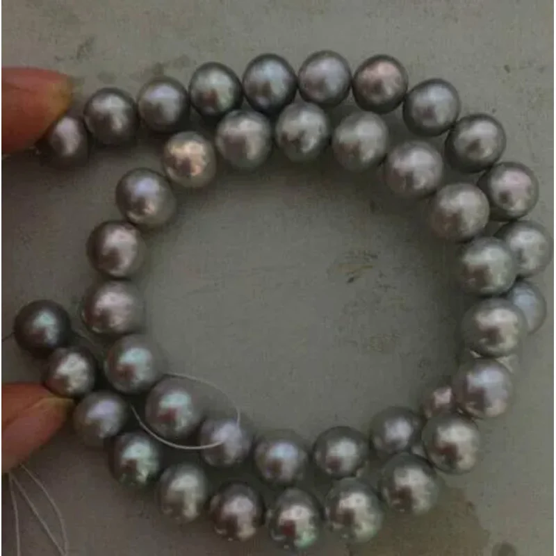 Awesome  10-11mm gray silver pearl nelace 18 inches