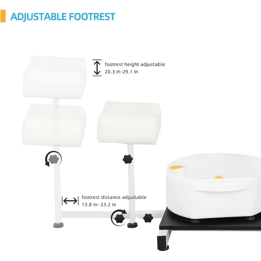 Pedicure Chair Station, 360° Rotation Hydraulic Adjustable Height Pedicure Chair No Plumbing Unit Station with Foot Basin White