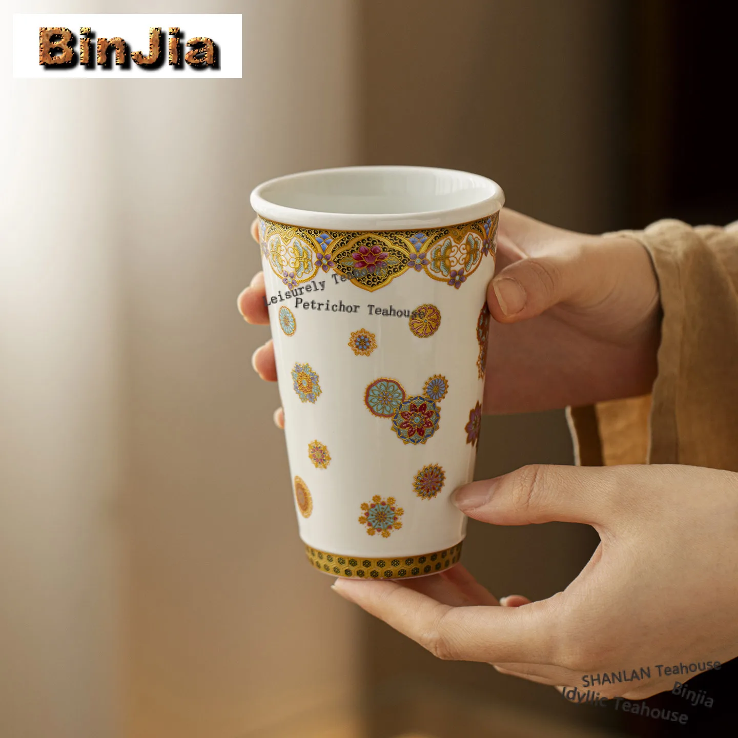 

290ml Hand Painted Flowers Cola Mug Mocha Cups Beer Mug Bubble Teacup Cold Hot Water Jug Household Hand Warmer Cafes Decoration