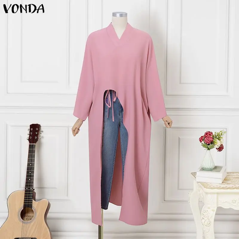 Plus Size 5XL VONDA Women Long Blouse 2026 Fashion Shirts Long Sleeve V-Neck Asymmetrical Tops Casual Elegant Streetwear Blusas image 4