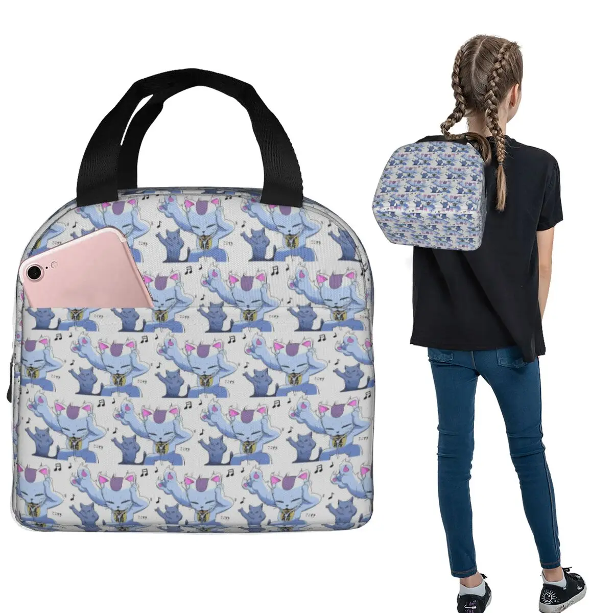 

Dandadan Cat Turbo Granny Изолированная сумка для обеда для женщин и детей Портативные коробки для еды Термальный ланч-бокс Tote