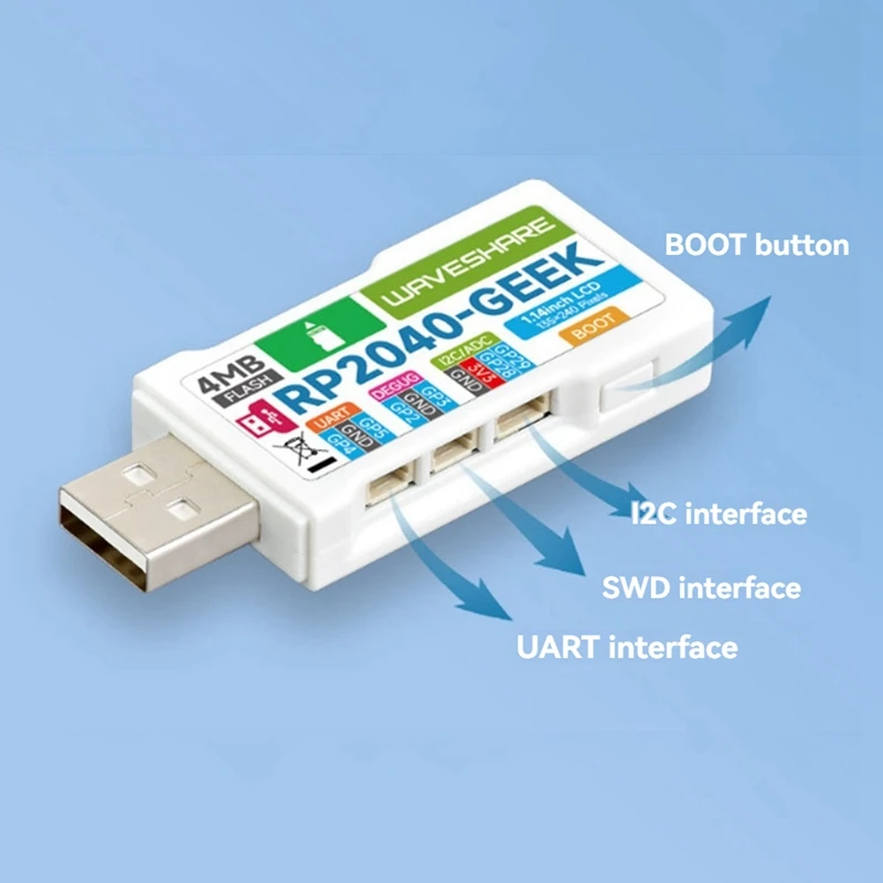 Waveshare RP2040-GEEK Development Board, Based On RP2040 Microcontroller, With 1.14Inch 65K Color LCD, USB Debugging