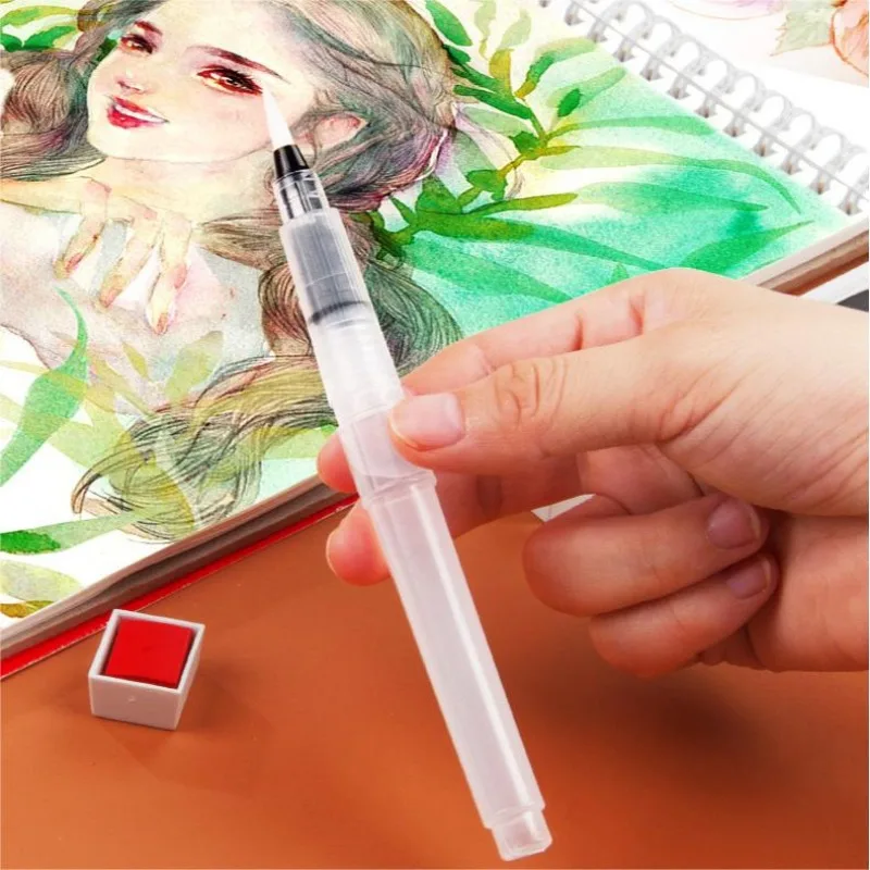 Paint Brush Set Watercolor Gouache Drawing Soft-Tip Durable Solid Pigment Calligraphy Hook Line Brushes Beginners Art Students