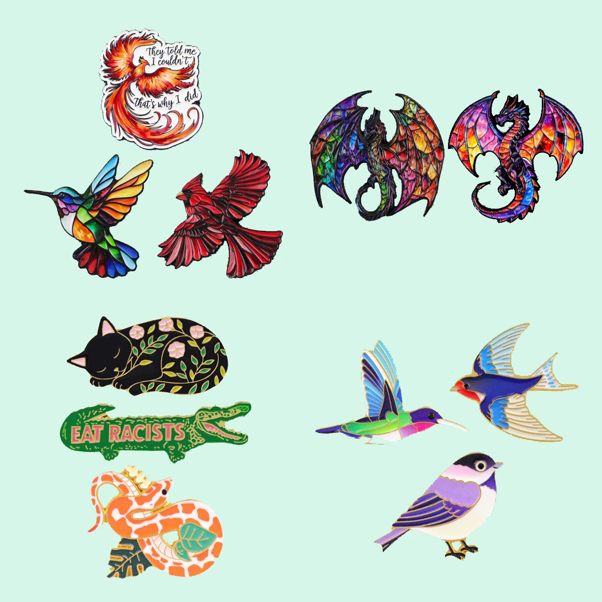 مزيج 2/3 قطعة/المجموعة الحيوانات الملونة المينا دبابيس المعادن Brids بروش ظهره قبعة حقيبة طوق التلبيب شارات الرجال النساء مجوهرات الأزياء