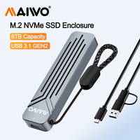 MAIWO M.2 NVMe SSD Enclosure USB 3.2 GEN2 10Gbps Support UASP Trim 8TB Aluminium M.2 PCIe SSD to USB C Reader for NVMe M Key