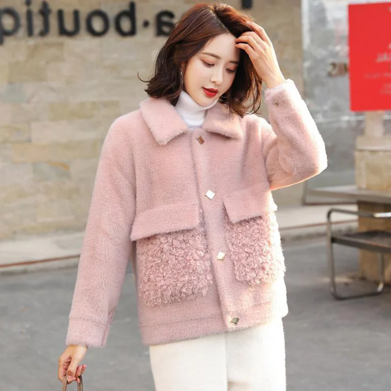 2024 Imitation Mink Cardigan Velvet Jacket Women\'s Winter New Thick Short Plush Coat Female Autumn Large Size Outerwear