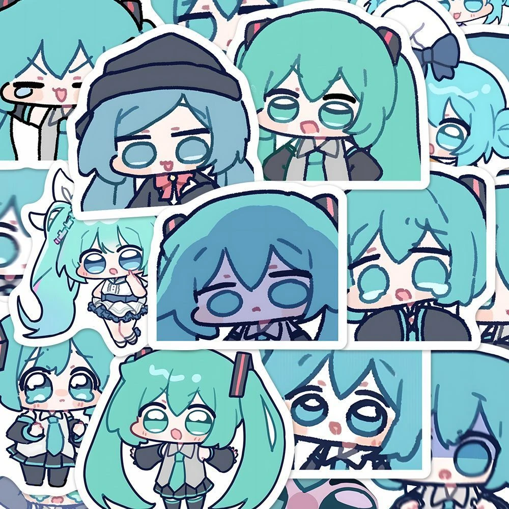48 Stück Hatsune Q-Version Graffiti-Aufkleber Niedliche Cartoon-Anime DIY Gitarren-, Handy-, Laptop-, Koffer-, Wasserbecher-, Skateboard-Aufkleber – Detail 5