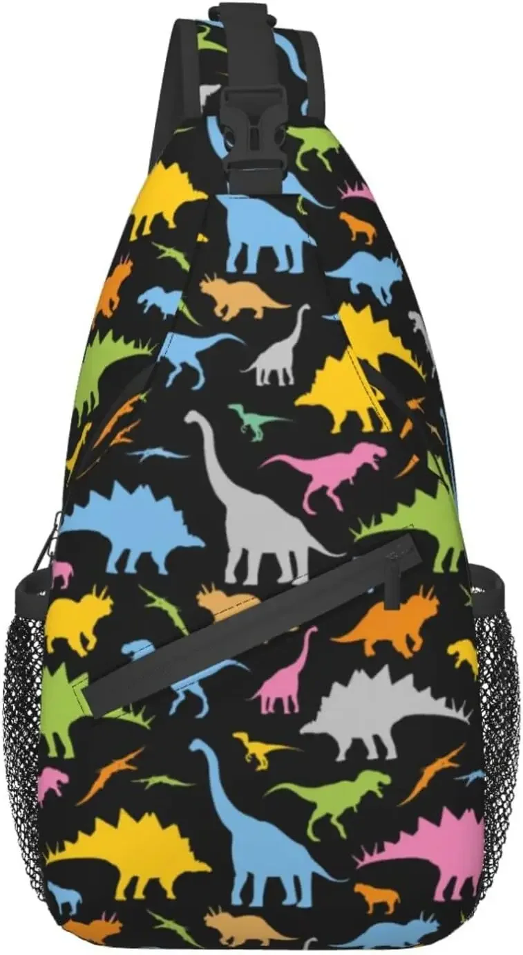 ZREXUO-Sac à dos de poitrine de dinosaure mignon pour hommes et femmes, sac à bandoulière initié, sac à bandoulière, sac à dos de voyage, sac de randonnée