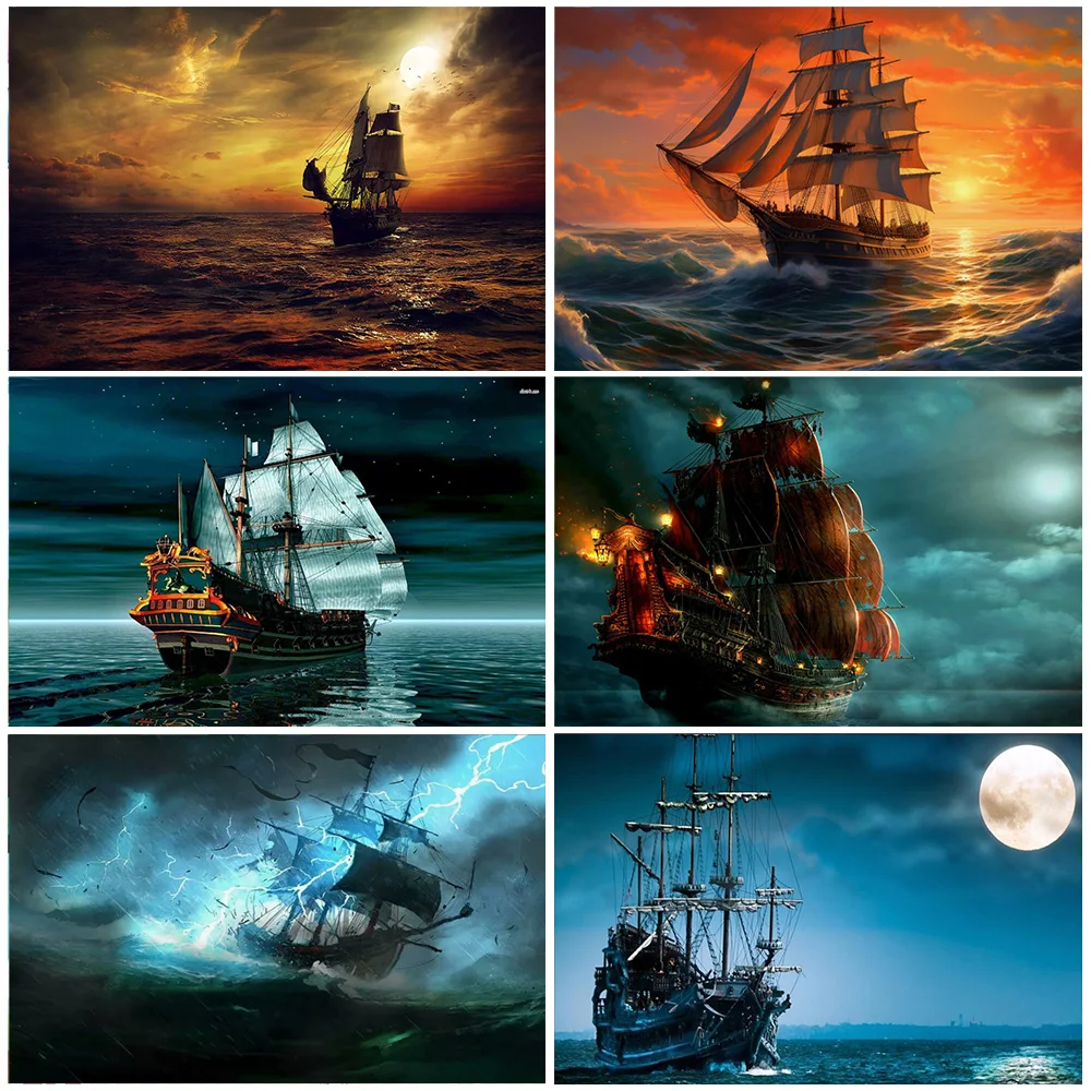 

Ghost Pirate Ship Theme Backdrop Sea And Ship Art Party Decoration Photography Background Baby Shower Supplies Birthday Gifts