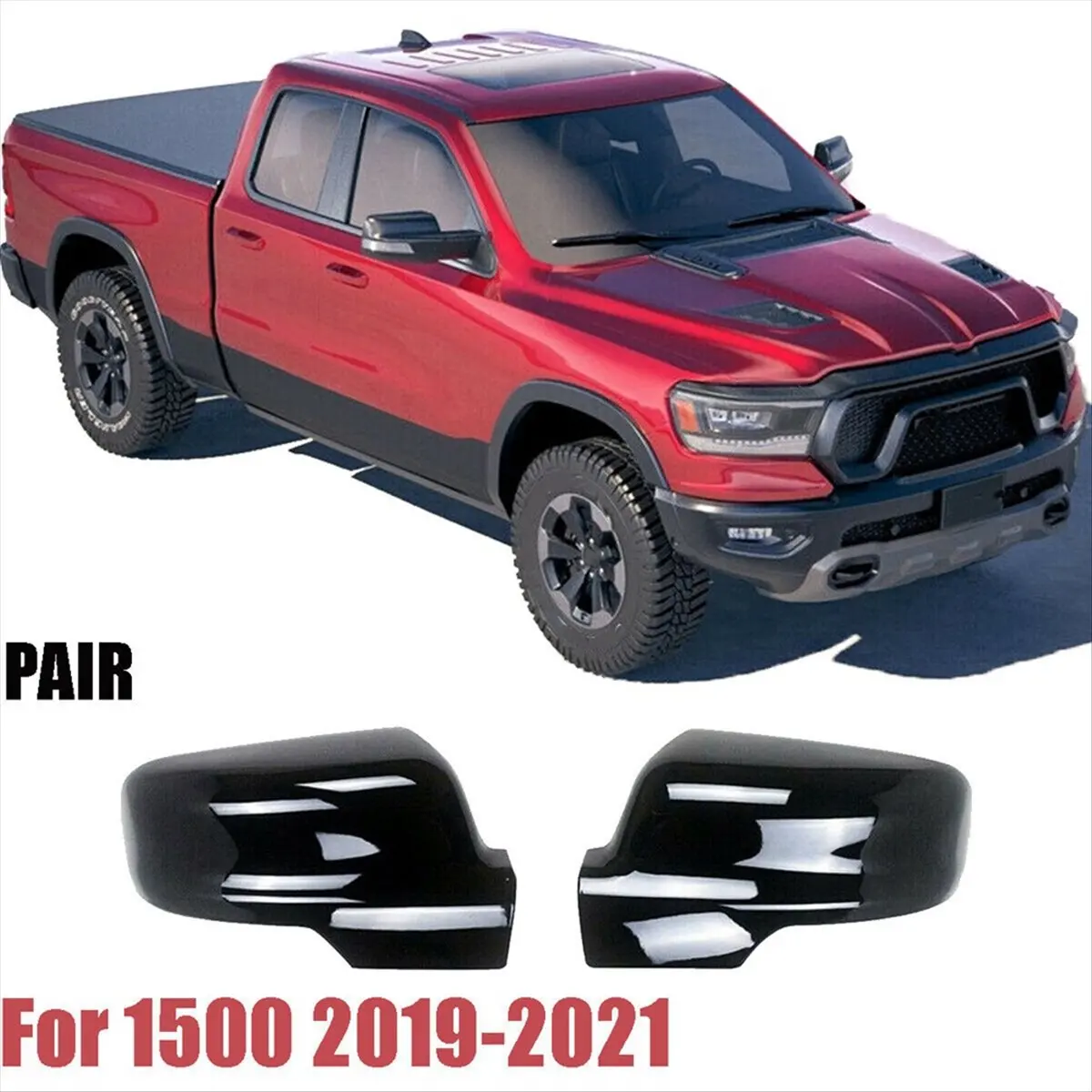11-1Pair Car Rearview Mirror Cover Trim 6RP44KARAA 6RP45KARAA for Dodge Ram 1500 DT PXJ 2019-2022 Side Wing Mirror Caps