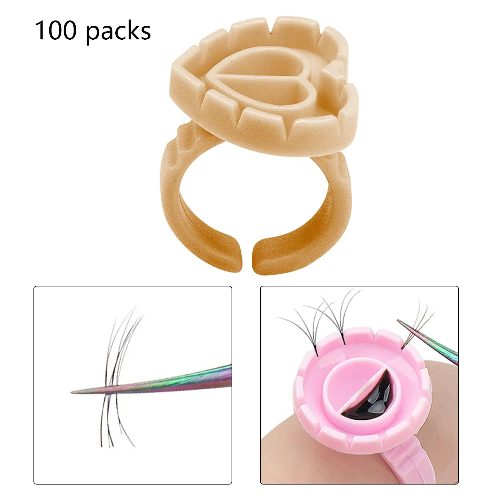 100x Disposable Glue Rings Extension Adhesive Stand Palette Makeup Rings Lash