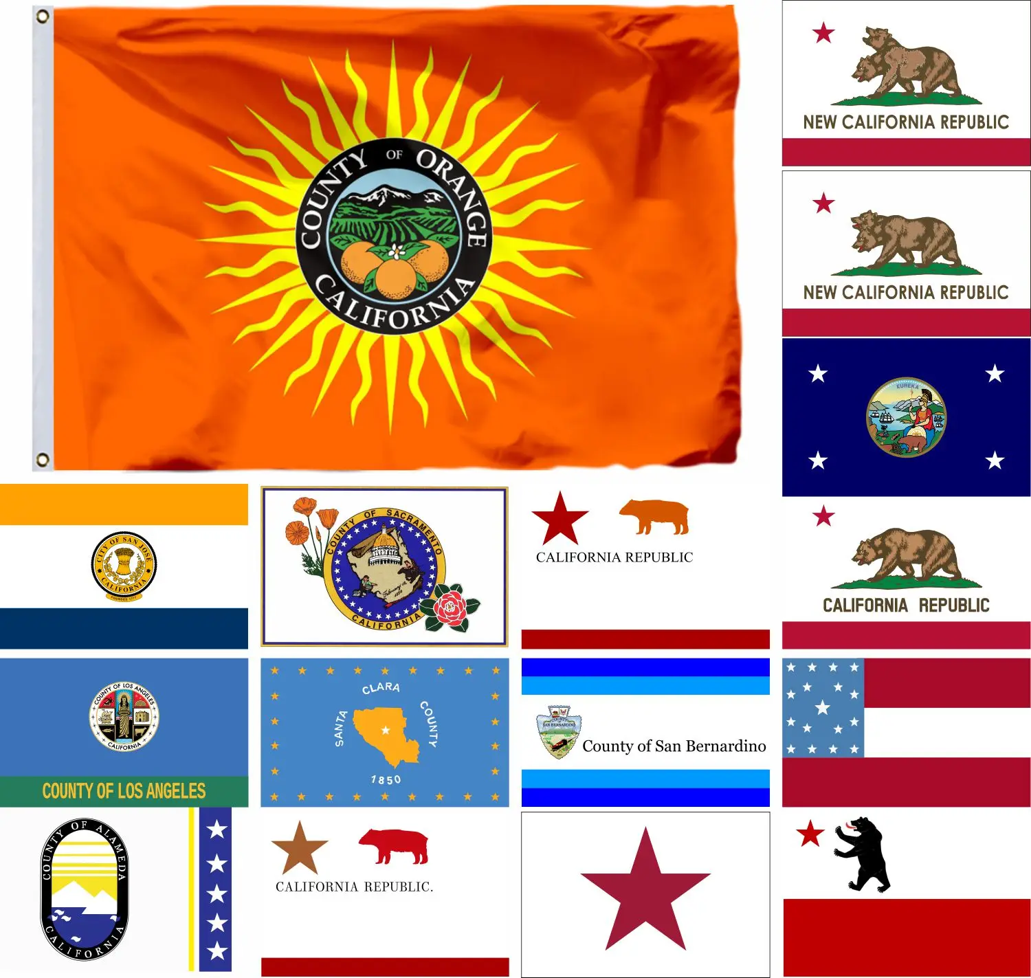 Bandeira da Califórnia do Condado de Laranja dos EUA 90x150cm Santa Clara 3x5 pés EUA Guanica Bandeiras dos Estados Unidos americanas Bandeiras do Condado de Los Angeles