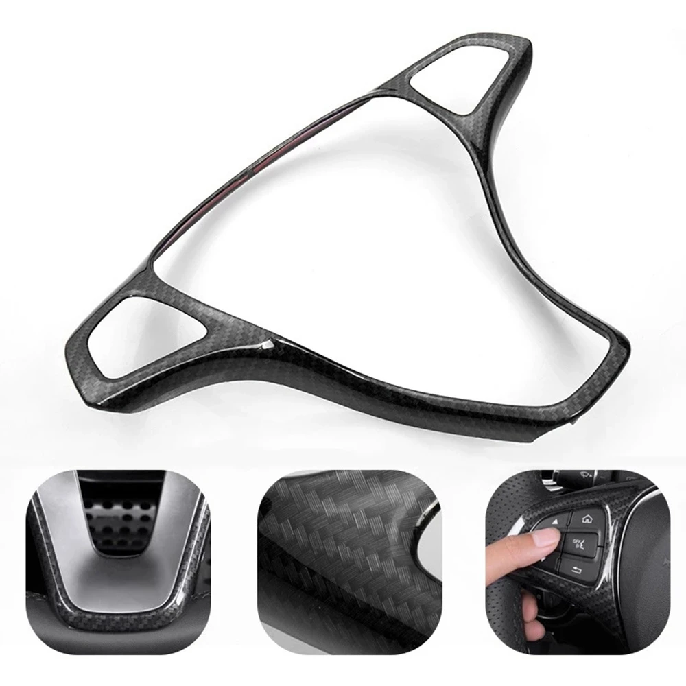 Steering Wheel Panel Cover Trim For Mercedes Benz W213 W205 X253 C E GLC 2014-2017 (Carbon Fiber Texture)
