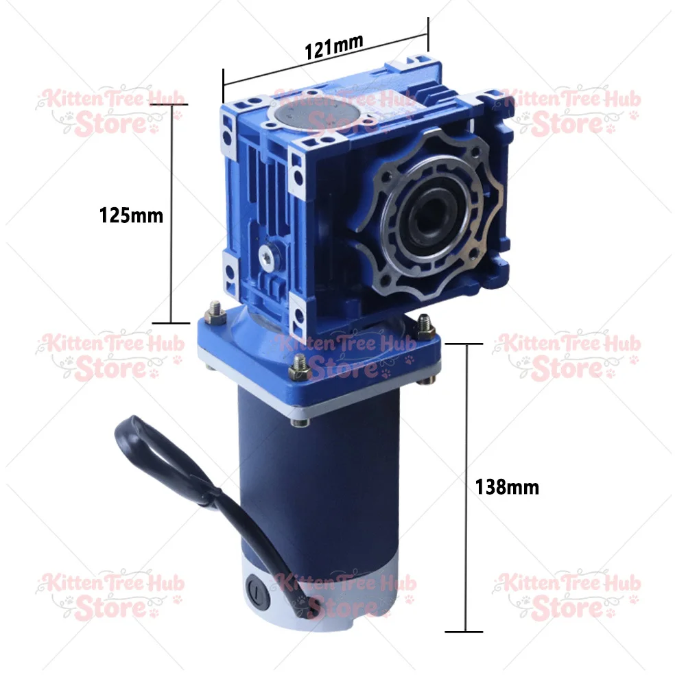 60W Worm Gear Motor DC 12V 24V RV30 RV40 Reduction Geared Motor High Torque 1800RPM for Conveyor Belt DIY Machinery Automation