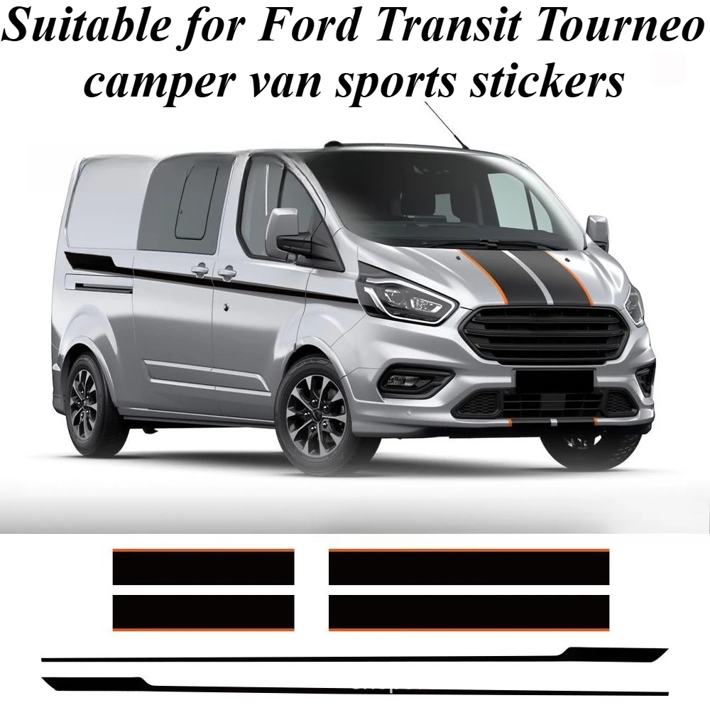 For Ford Transit Tourneo Hood Side Door Stickers Sport Stripe Decals Outdoor Adventure Car Styling Auto Exterior Accessories